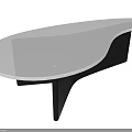Modern Coffee Table With Curved Glass Top And Wooden Base Design