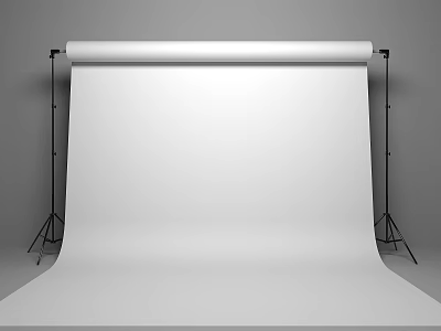 Commercial Photography Backdrop Stand With White Cloth And Adjustable Tripod Supports 3d model