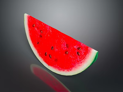 Fresh Ripe Watermelon Slice With Red Flesh Black Seeds And Green Rind 3d model
