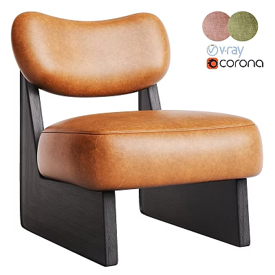 Brown Leather Leisure Chair With Black Frame Modern Stylish Design 3d model