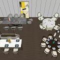 Modern Dining Table Set With Round Square Rectangular Tables And Matching Chairs 3d model