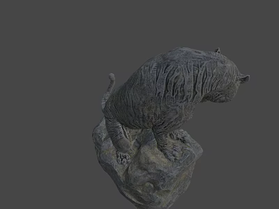 Stone Tiger Sculpture Standing On Rock Base With Detailed Texture 3d model