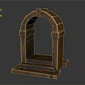 Wooden Arch Decorative Furniture With Classic Design Stepped Base And Textured Details