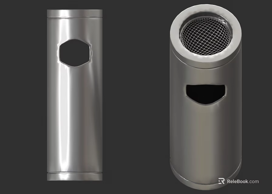 Stainless Steel Waste Bins With Vertical Design Hexagonal And Mesh Top Openings 3d model 