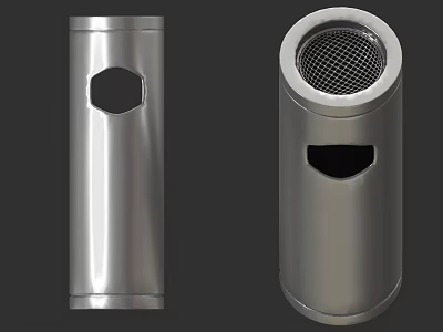 Stainless Steel Waste Bins With Vertical Design Hexagonal And Mesh Top Openings 3d model