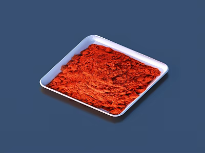 Natural Red Chili Powder in White Square Tray with Fine Dry Texture for Cooking 3d model