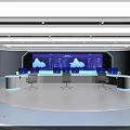 Modern Control Room With Large Digital Screen Control Desk And Seating Arrangement 3d model