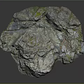 Natural Stone Formation With Mossy Green Surface And Rough Textured Details