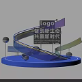 Modern Photo Check In Spot Featuring Logo Innovation Silver Spheres And Colorful Curved Design