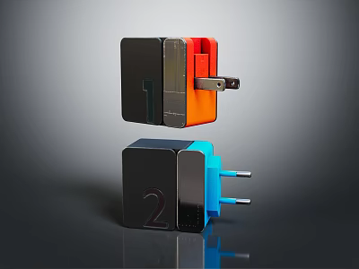 Modern Dual Color Switch Panels With Black Orange Blue And Number Markings Design 3d model