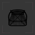 Modern Black Rattan Woven Leisure Chair With Curved Backrest Armrests And Wooden Legs