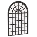 Arched Lattice Windows In Black Natural Light Wood Finishes With Grid Design For Home Decor