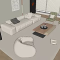 Modern Sofa Coffee Table Combination Cream Sofa Combination 3d model