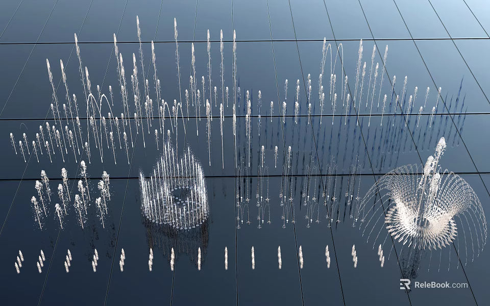 Artistic Garden Ornaments Featuring Transparent Spiral And Tower Like Sculptural Fountain Structures 3d model 