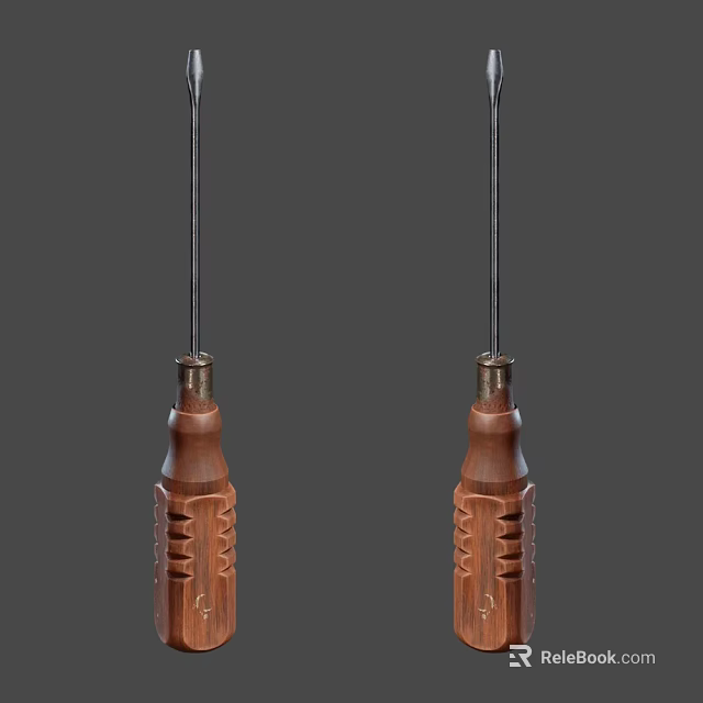 Durable Hardware Tools Screwdrivers With Wooden Handles Metal Shafts And Non Slip Design 3d model 