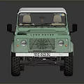 Classic Light Green Off Road Car With White Roof And All Terrain Tires