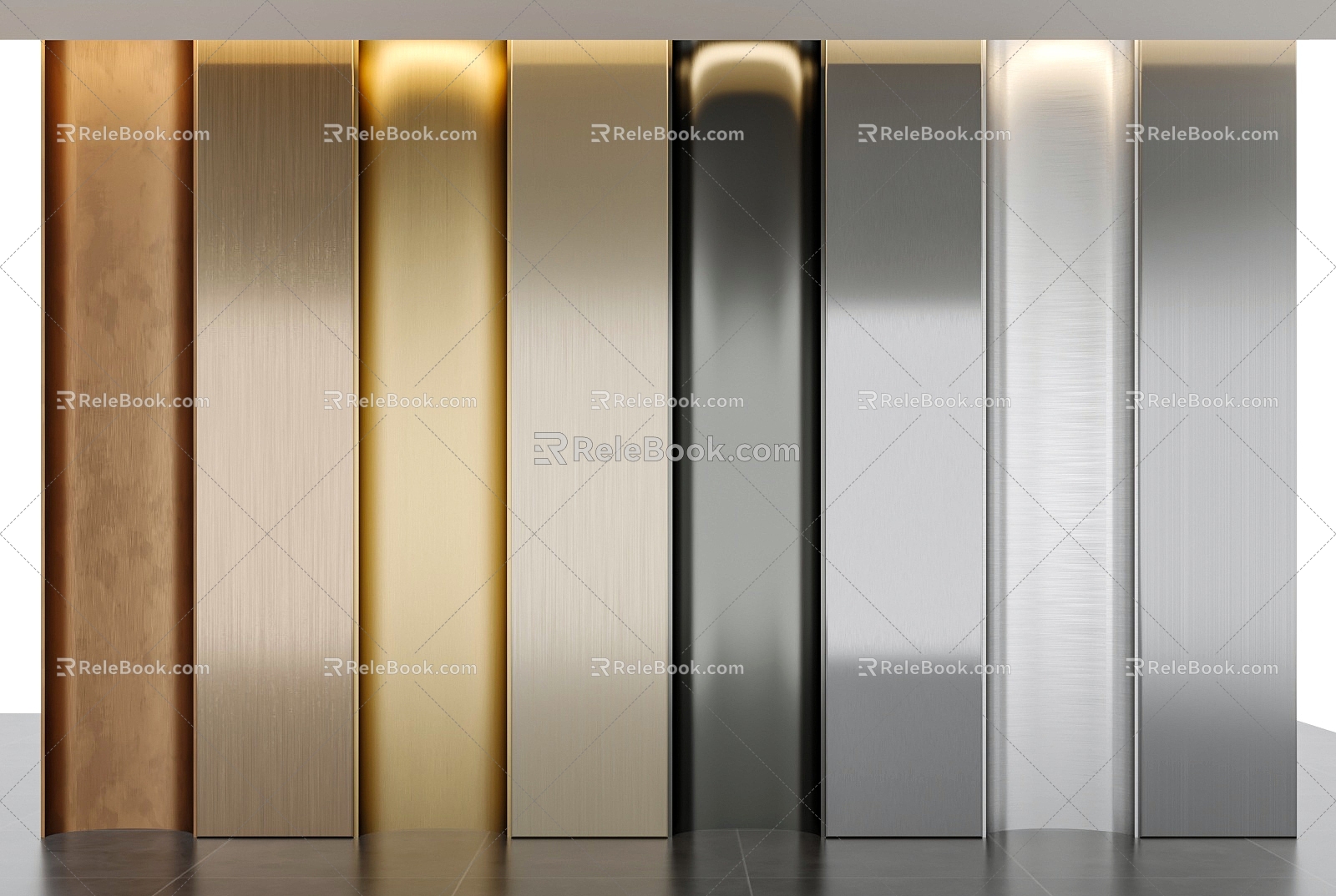 Brushed metal plate wall panel 3d model