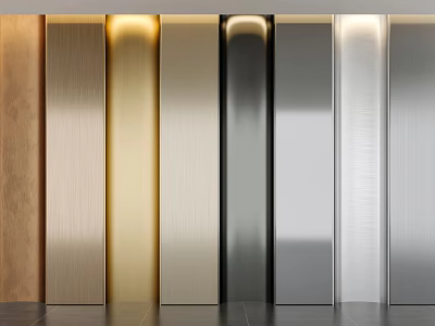 Modern Wall Panels in Wooden Gold Silver Gray and Metallic Finishes for Interior Design 3d model