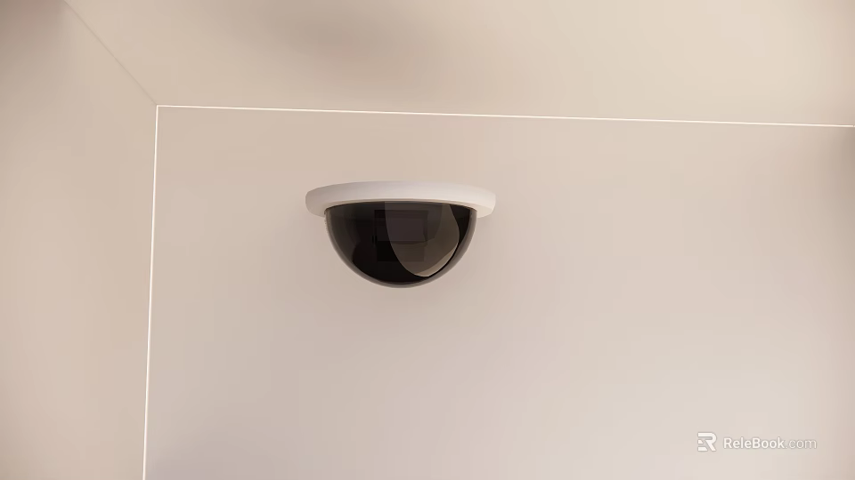 Ceiling Mounted Dome Security Camera In Corner For Indoor Surveillance 3d model