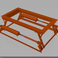 Red Metal Equipment Frame With Adjustable Support Bars And Sturdy Platform Structure 3d model