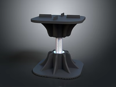 3D Model Mechanical Part With Spring Base Structure and Top Platform 3d model