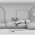 Sofa coffee table combination 3d model