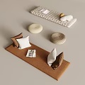 Neutral Home Decor Elements With Cushions Pillows Woven Round Mats And Long Mat