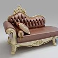 Ornate Carved Golden Frame Luxury European Chaise Lounge With Soft Upholstered Seats