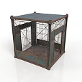 Rusted Metal Cage With Square Frame And Grid Structure Rusty Surface And Weathered Finish