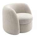 Beige Single Sofa With Soft Fabric Rounded Design And Curved Armrests 3d model