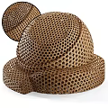 Handwoven Brown Straw Hat With Mesh Texture And Wide Brim Design 3d model
