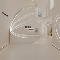 Modern White Beauty Hair Salon With Curved Design Reception Desk And Display Shelves Lighting