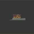 Log Cabin Exterior Design With Red Roof Green Grass Chimney And Wooden Structure