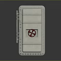 Silver Industrial Metal Safety Door Featuring Riveted Frame And Red Circular Valve