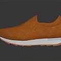 Orange Leather Slip On Casual Shoes With White Sole And Sleek Design