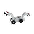 Silver Trailer Model With Black Wheels And Red Hooks