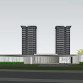 Modern Building Facade of High Rise Residential Complex With Grille Design and Landscaping