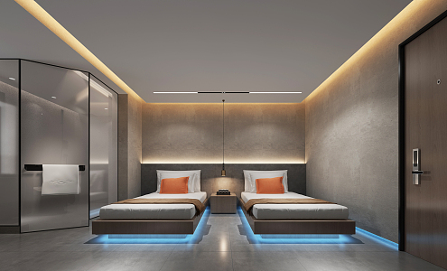 Modern Room E-Sports Hotel Room Double Room 3d model