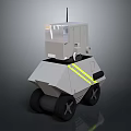 Mobile Robot Equipment With Antenna Transparent Top Yellow Reflective Stripes And Wheels