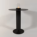 Modern Black Round Side Table With Glass Top And Central Flame Feature 3d model