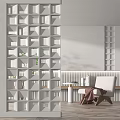 Various Grid Partition Designs For Modern Interior With Chairs And Plants 3d model
