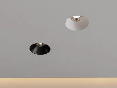Modern Black And White Recessed Spotlights On Gray Ceiling With Warm Illumination 3d model