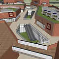 Modern Red Brick Commercial Complex Featuring UNIQLO Sephora Stores And Glass Curtain Wall