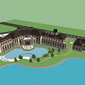 Classical Style Hotel Building With Symmetrical Design And Grand Front Entrance