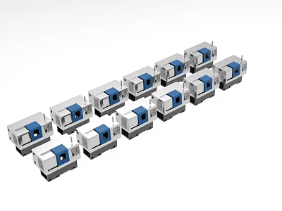 High Precision Industrial Machinery With Modern Metal Design And Neat Row Layout 3d model