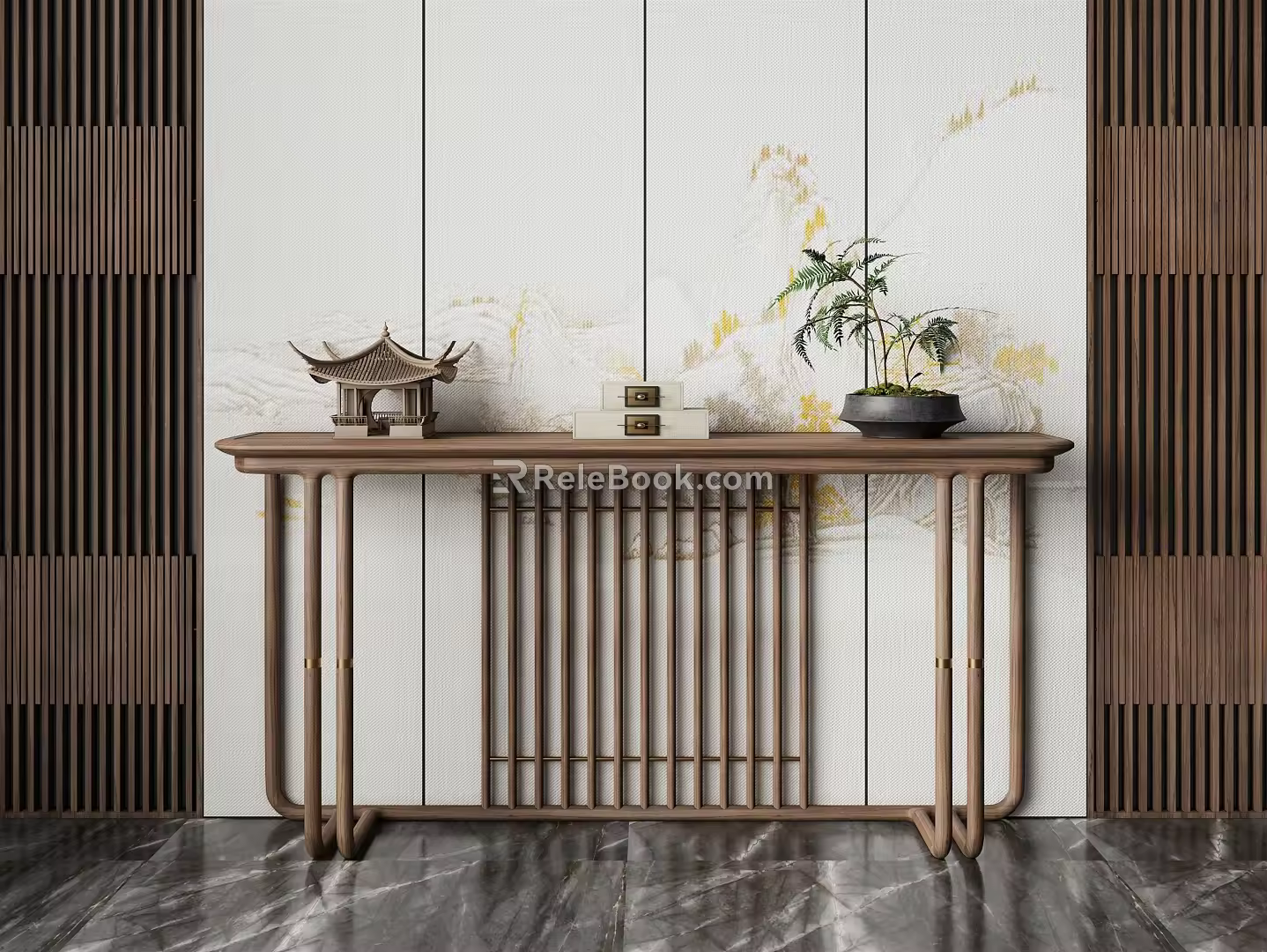 New Chinese-style Duan Jing Desk Entrance Duan Jing Desk 3d model
