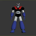 Mech Robot Character With Blue Black Red Silver Mechanical Body And Armored Limbs