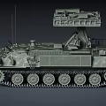 Armored Military Tank With Tracked Wheels And Turret Mounted Gear System