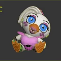 Cute Cartoon Plush Toy With White Hair Big Blue Eyes Pink Blush And Orange Feet