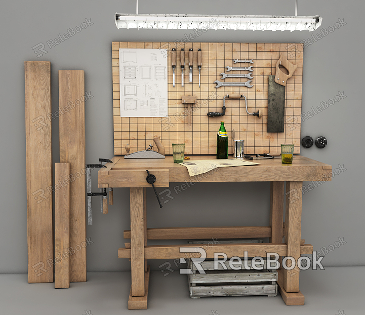 Modern Workbench Woodworking Workbench model